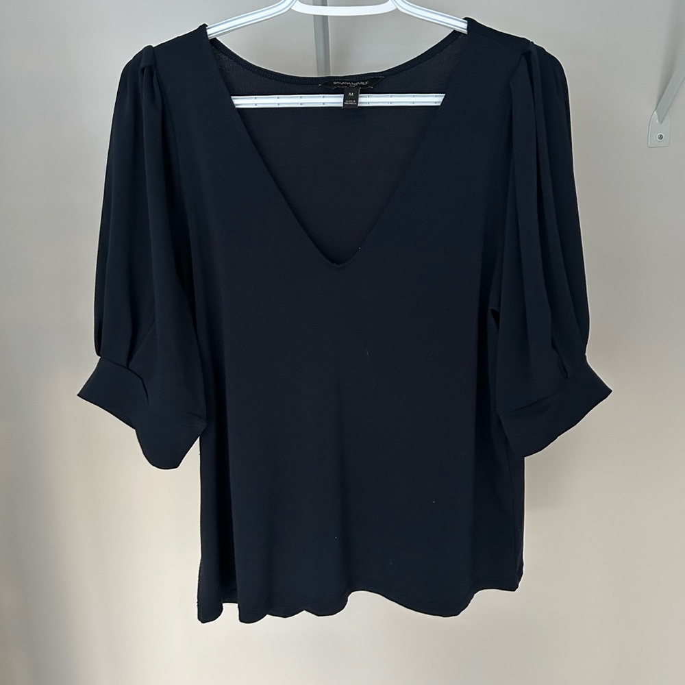 Banana Republic Navy V-Neck Blouse 3/4 Sleeve Women’s M